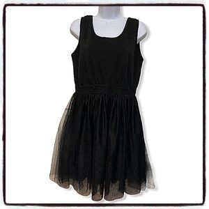 Forever 21 Forgiveness Black Skater Dress with Tulle Overskirt